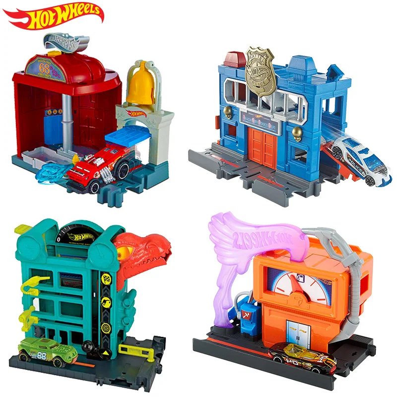 Hot Wheels город тема Горячая тележка городская Серия автомобиль трек игрушки для детей Oyuncak Araba Модель автомобиля аксессуары Playset