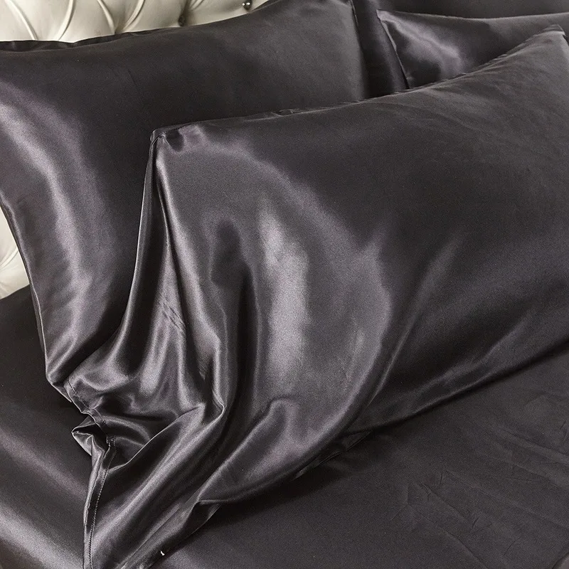 3 шт. атласные шелковые Постельное белье с одеяло однотонные Роскошные Queen King