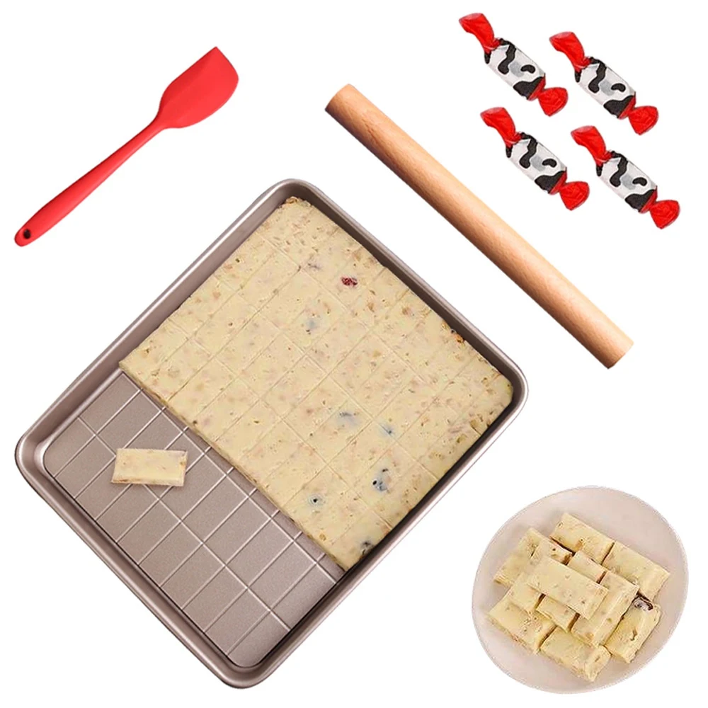 

Nonstick Nougat BakingTray Pan Carbon Steel Cake Cookie Mold 60-Grid Candy Nougat Mould Roasting Tray Bakeware Handmade DIY