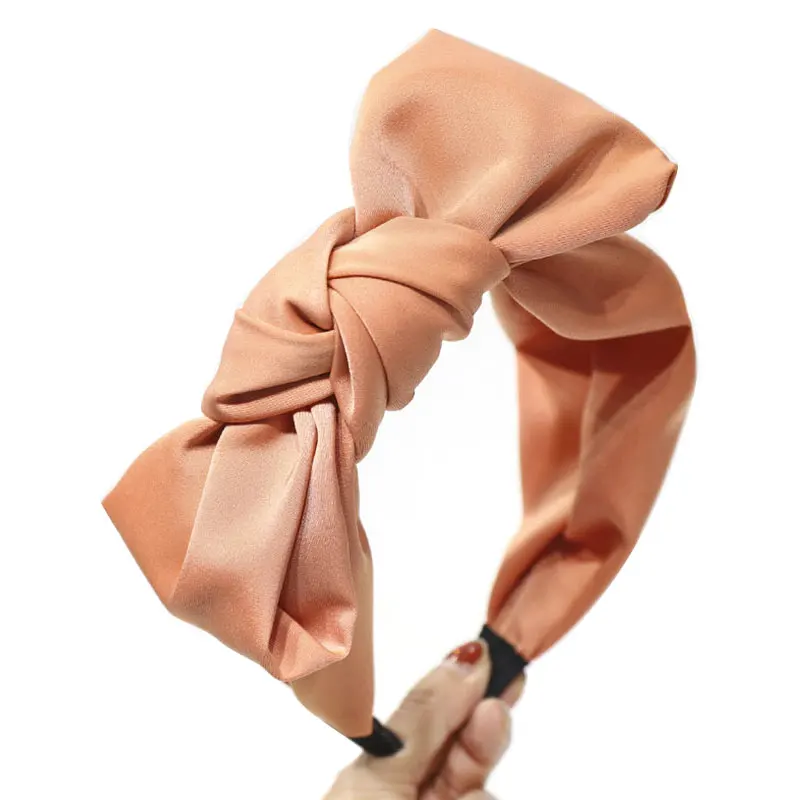 Модные однотонные Цвет повязка на голову с широким верхом и резинки для волос