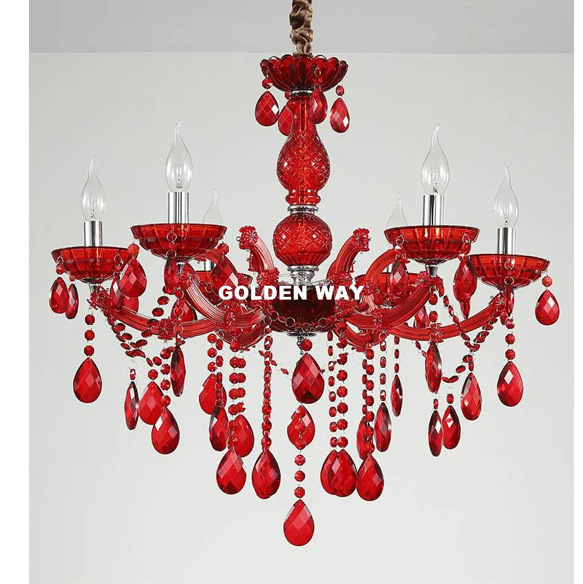 Бесплатная доставка европейская Подвесная лампа Lustre Light Lovly Red 6arms декоративная