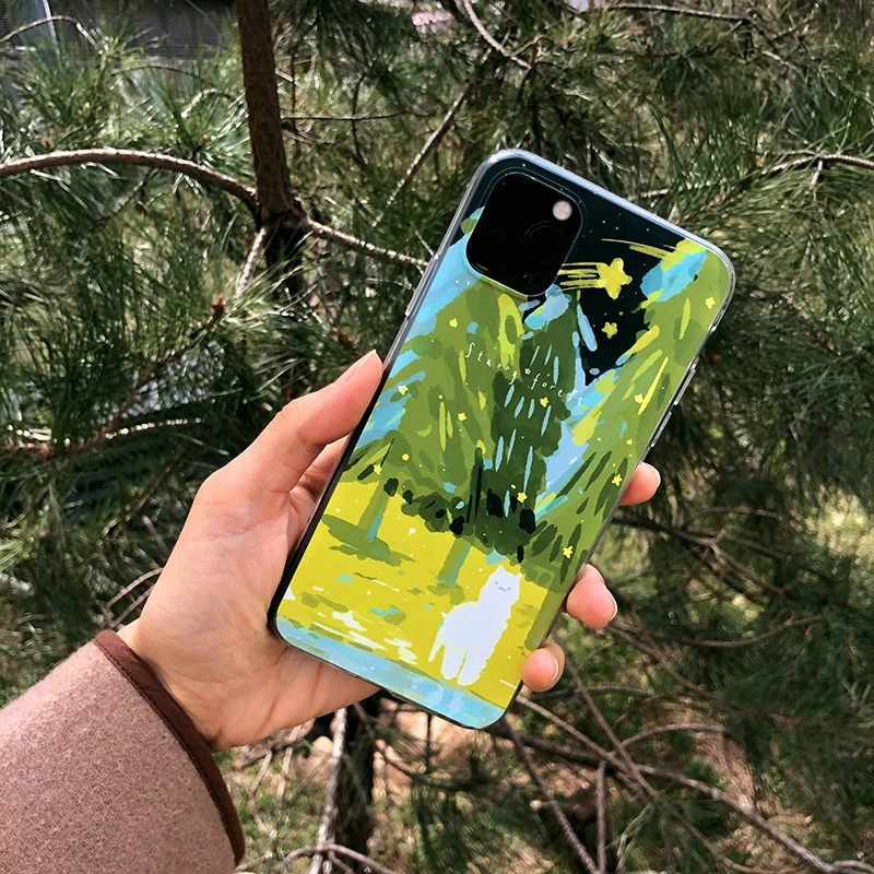 Starry Forest Чехлы для iPhone11promax 7p 8p XS XR милый Альпака дизайн художника иллюстрация