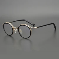 hand made titanium acetate glasses frame for men women vintage round circle eyeglasses optical prescription oculos de grau 5226