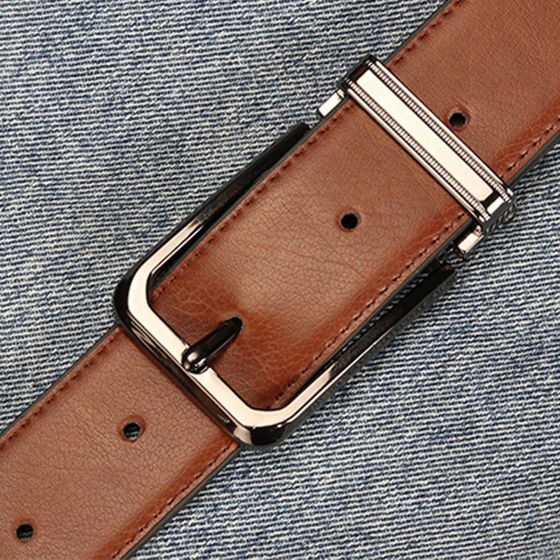 Двухсторонние ремни мужские из натуральной кожи с зажимной пряжкой|Мужские