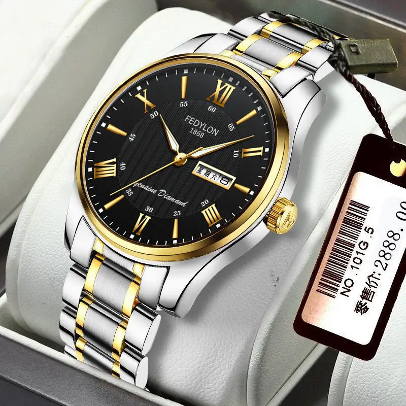 

[Low Price Leak Picking] Swiss Automatic Mechanical Watch Luxury Gold Double Calendar Luminous Waterproof Men's Brand Watch