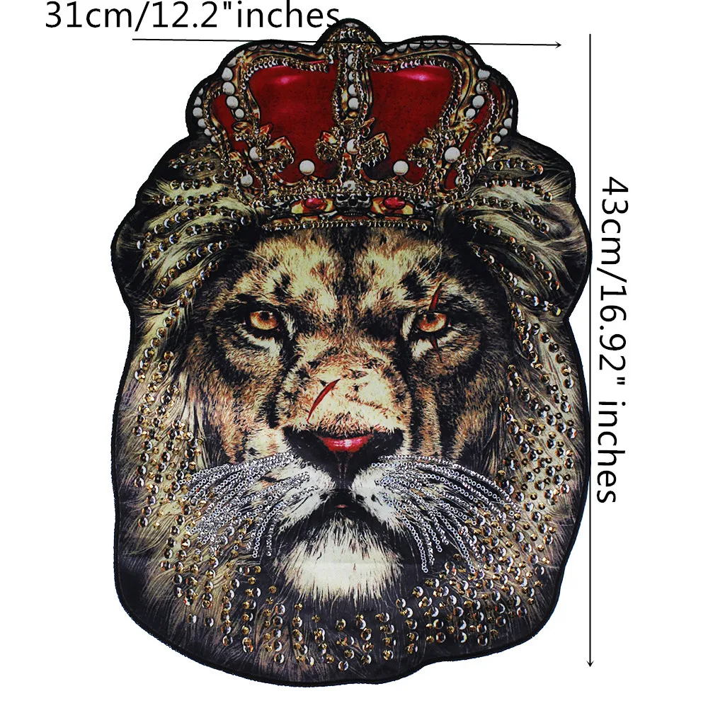 1 предмета с блестками большие Король Лев Голова ткани патчи животных значки
