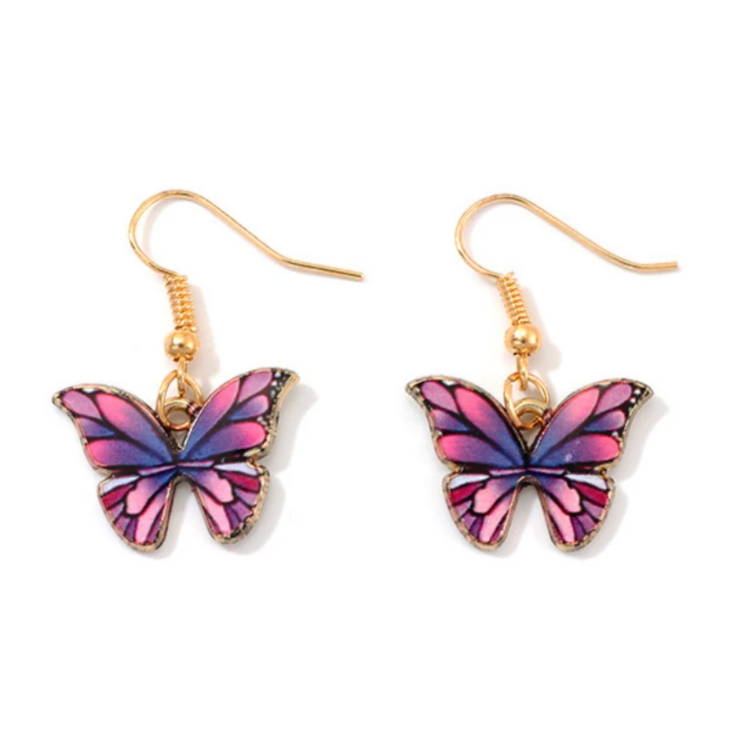 Женские красочные серьги подвески с эмуляцией бабочки из сплава изящным
