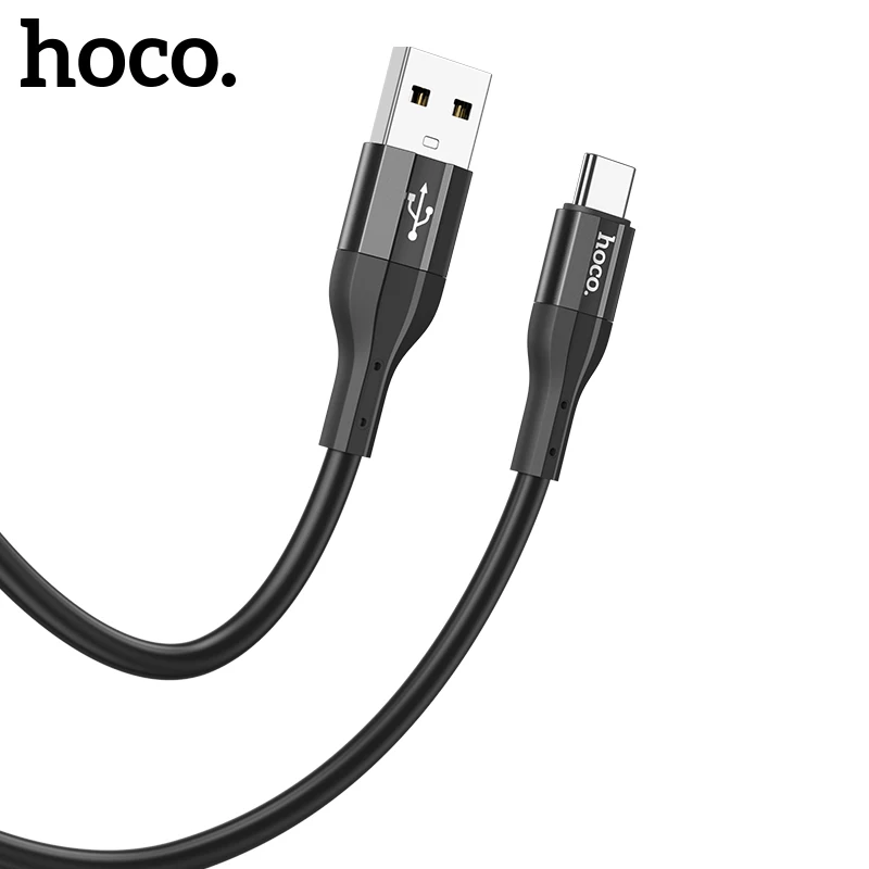

Hoco 1M Silicone Micro Type C Phone Charging Cable For iPhone 12 13 11 Pro Max 3A USB Fast Charging Wire Cord For Samsung Xiaomi