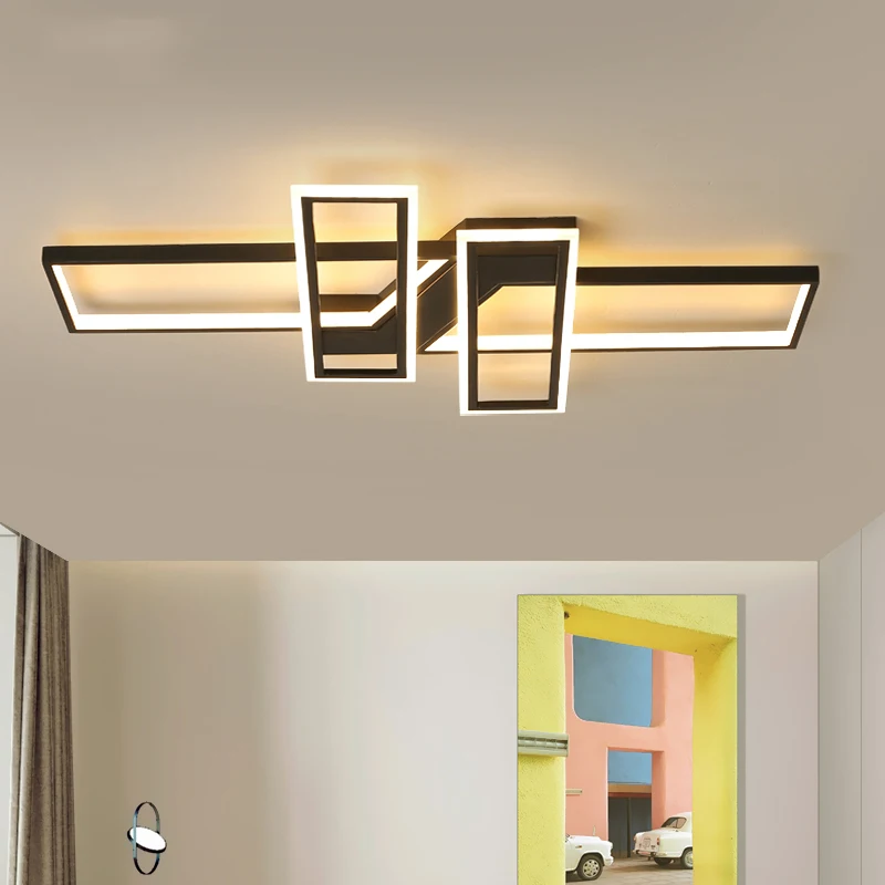 Современная светодиодная люстра черная прямоугольная акриловая потолочная