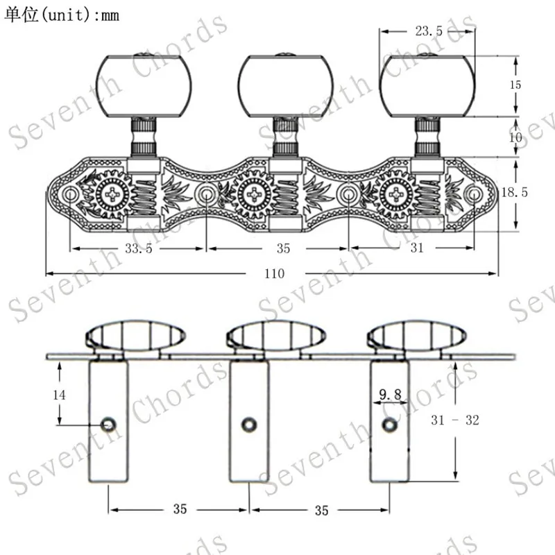 Набор из 2 предметов черные струнные тюнеры для тюнинга машинные головки