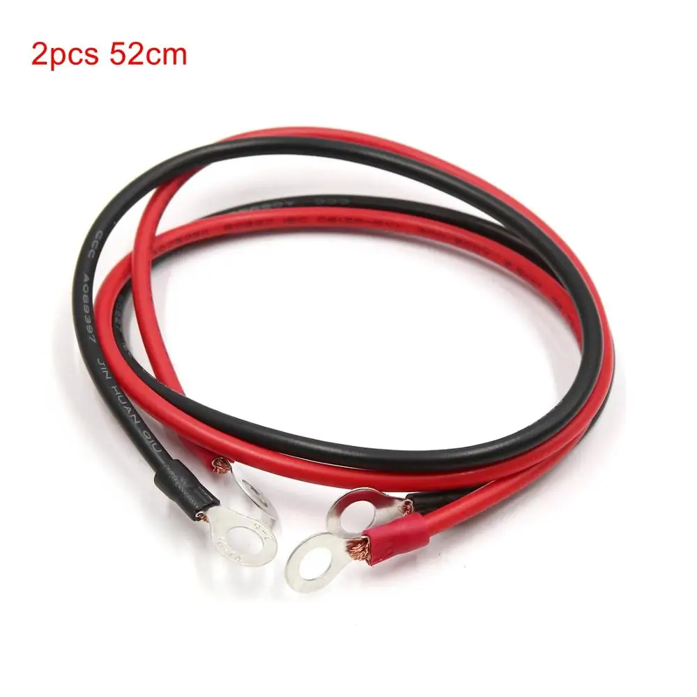 uxcell 2pcs 52cm 62cm 65cm Length 6mm Hole Dia Battery Inverter Wire Power Transfer Cable for Car |