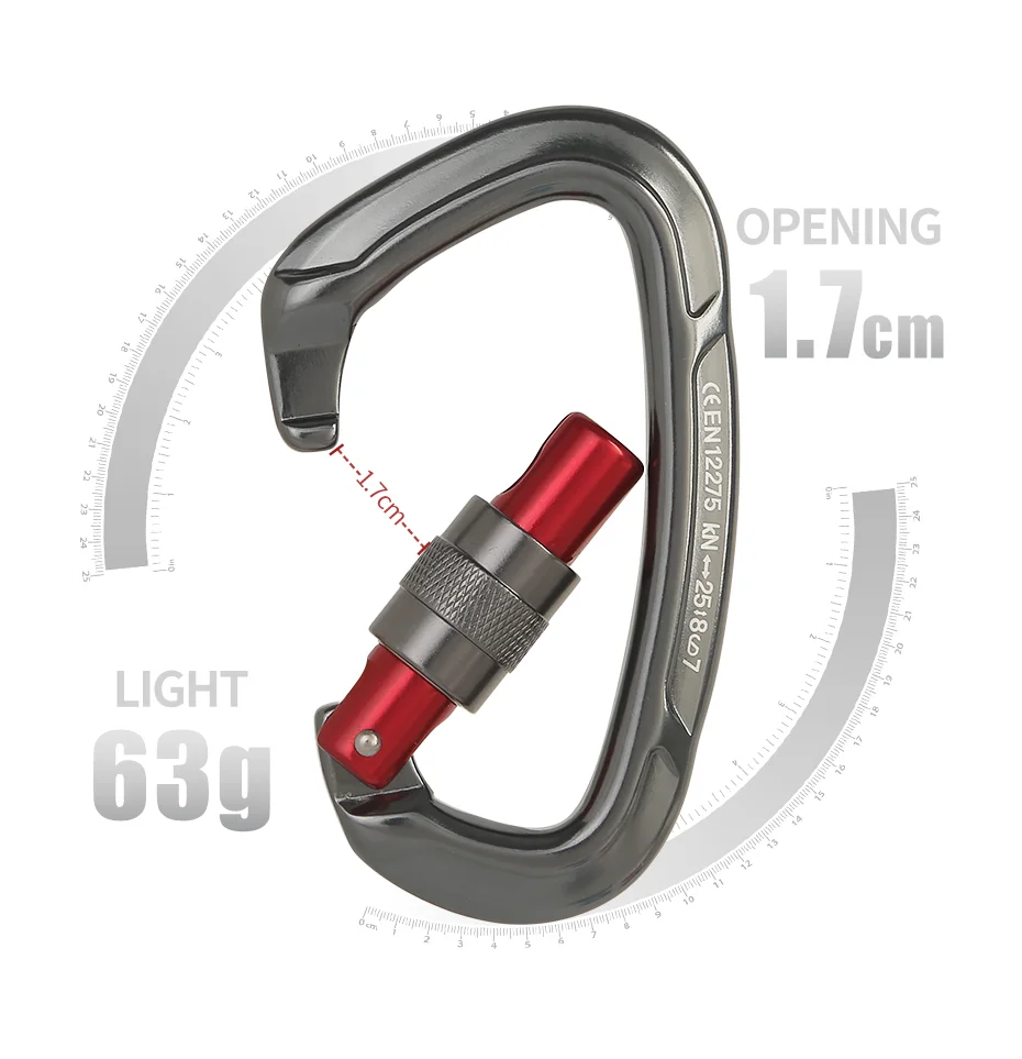 professional rock climbing carabiner aluminum alloy 25kn outdoor safety protection equipment tool keychain lock type d free global shipping