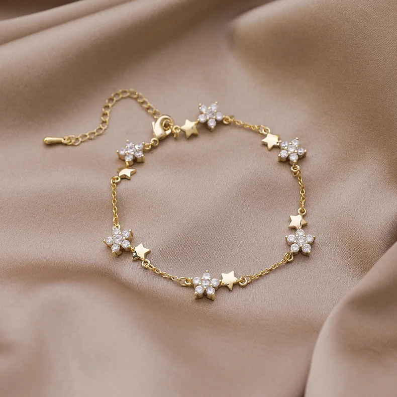 

Bracelet for Women Simple Zircon Flower Boudoir Bracelet Five Pointed Star Student Bracelet Jewelry Wholesale