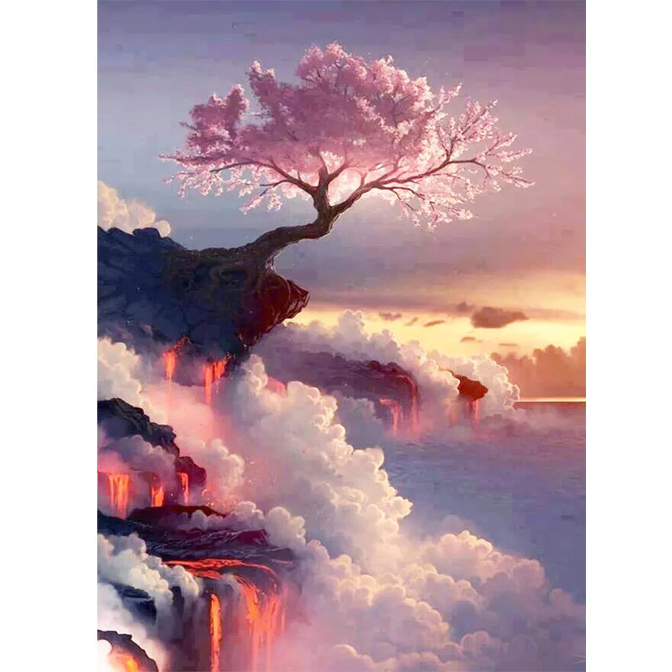 

Алмазная живопись "сделай сам", Набор для вышивки крестиком, дерево, мозаика, искусство, вышивка стразы, декоративная живопись на облаке и ск...