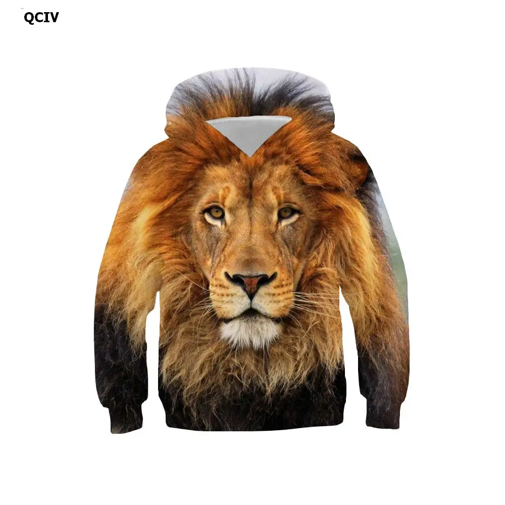 

Брендовые свитшоты QCIV с изображением Льва для мальчиков, Повседневная Толстовка с рисунком в стиле аниме, Уличная Повседневная детская оде...