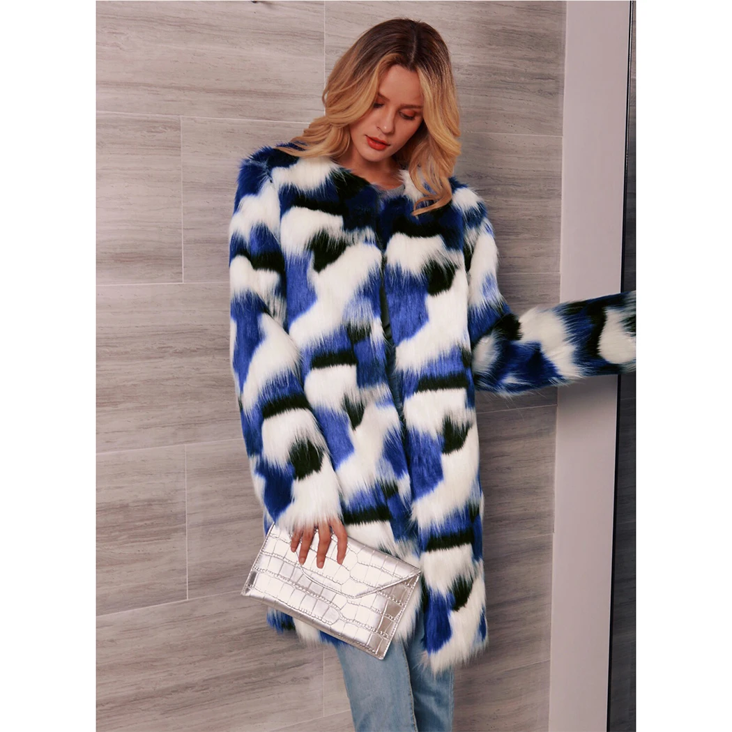 Новинка 2019 года большие длинные куртки из искусственного меха Повседневная