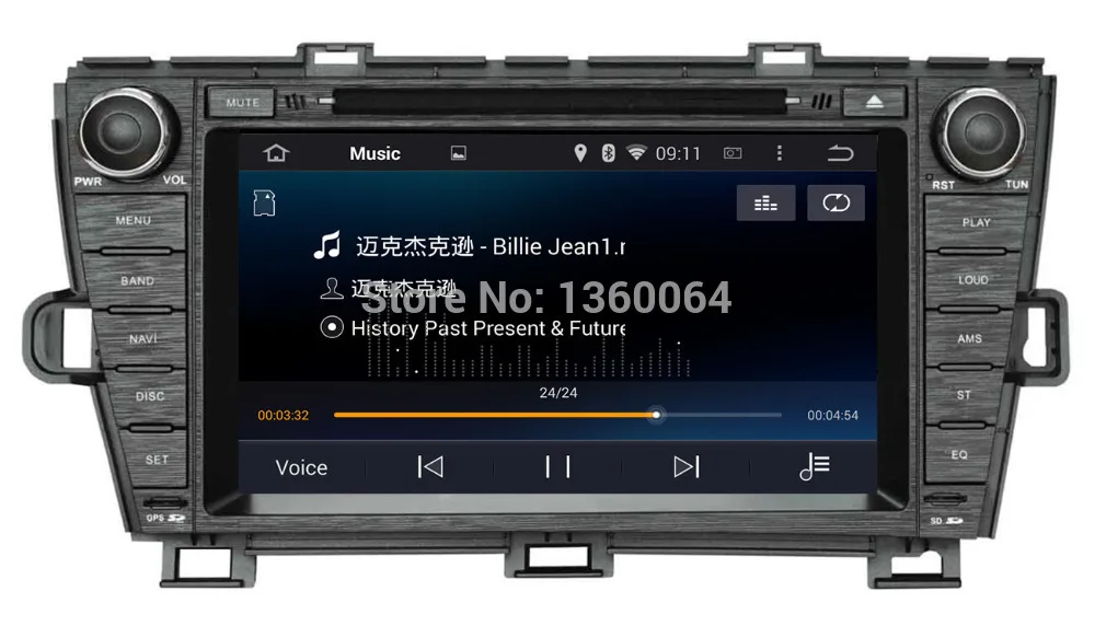 Четырехъядерный Android 5.1.1 автомобильный DVD плеер для Toyota Prius с емкостным экраном