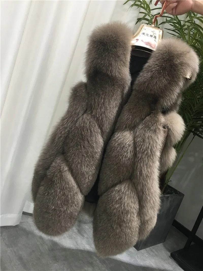 Женский жилет из лисьего меха Жилеты из натурального меха для девочек зимние теплые меховые куртки для русской зимы Верхняя одежда жилеты без рукавов
