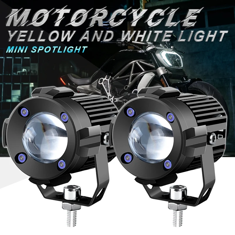 

Universal Motorcycle LED Headlight Projector Lens Dual Color Spotlight Lamp for ATV UTV Scooter Boat Motorcycle