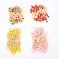1 100pcs disposable bamboo fork twisted party buffet fruit desserts food cocktail sandwich fork stick pick skewer cartoon forks