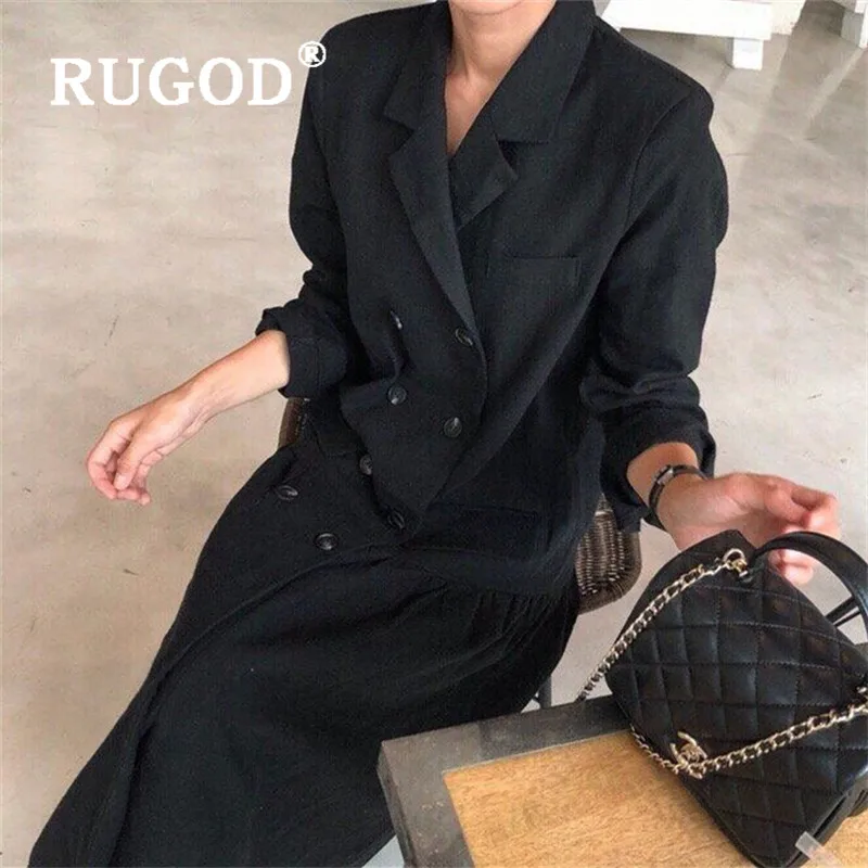 Женское двубортное платье-макси RUGOD в Корейском стиле ретро элегантный шикарный