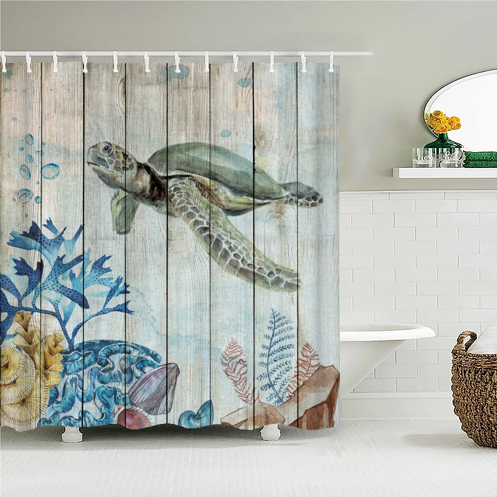 

Creative Shower Curtains Printed Ocean Turtle Waterproof Bathroom Curtain Home Decor Polyester Bath Shower Curtain With Hooks