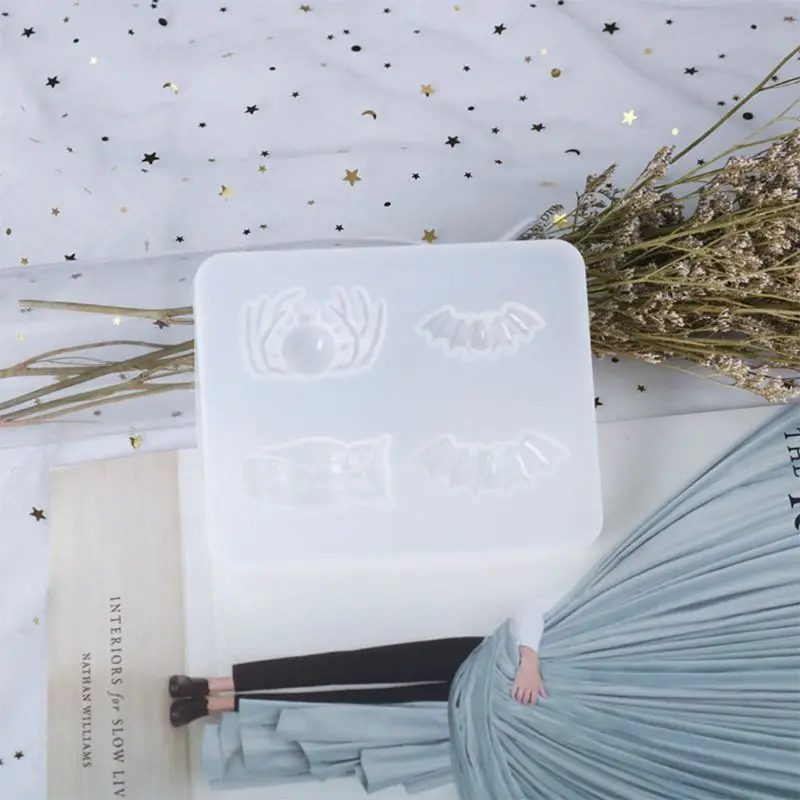 

Resin Crystal Epoxy Mold Halloween Spider Skeleton Pendant Casting Silicone Mould DIY Crafts Jewelry Making Tools