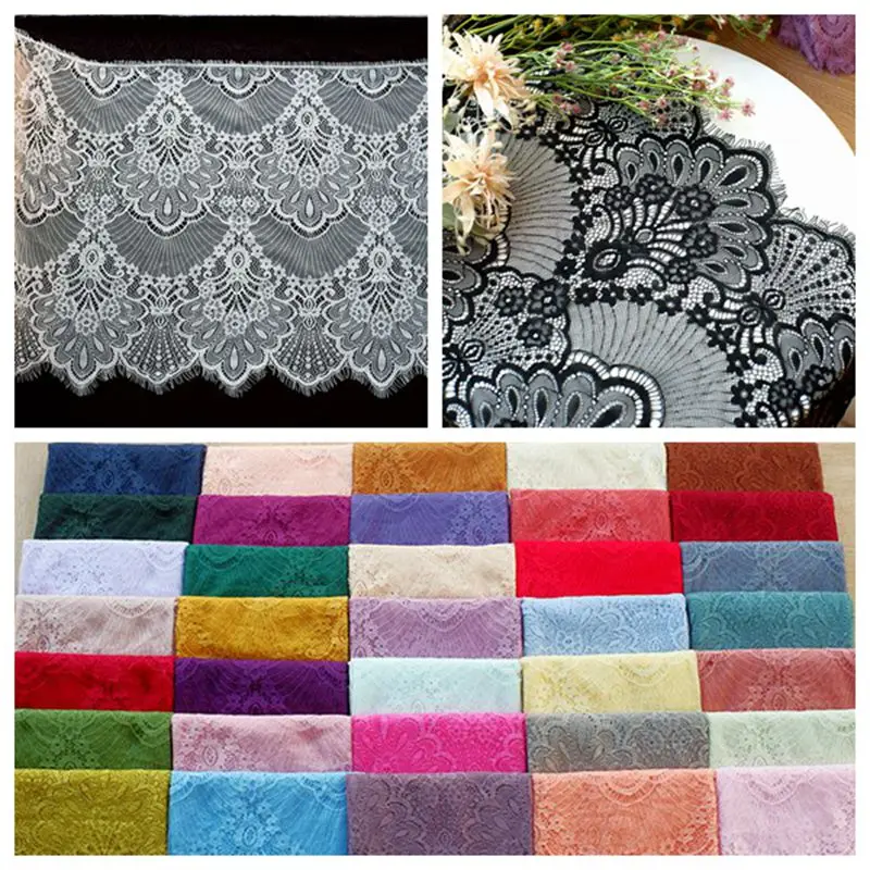 

6meters/lot French wide 45cm Eyelash Lace Trim Flowers Underwear Bra Decor Craft Sewing Lace Fabric Dress Making DIY Ribbon lace