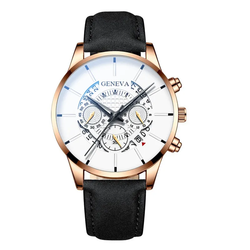 L rose gold white Роскошные мужские часы из нержавеющей стали, часы с датой, кожаный сетчатый ремень, ультра тонкие наручные часы, спортивные деловые мужские часы, Relojes Masculino - Цвет: L rose gold white