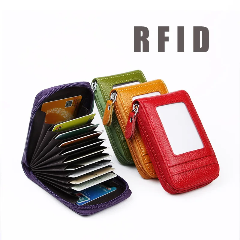 

Brand Hot Selling Rfid Anti-Theft Brush Cowhide Multifunctional Organ Card Bag