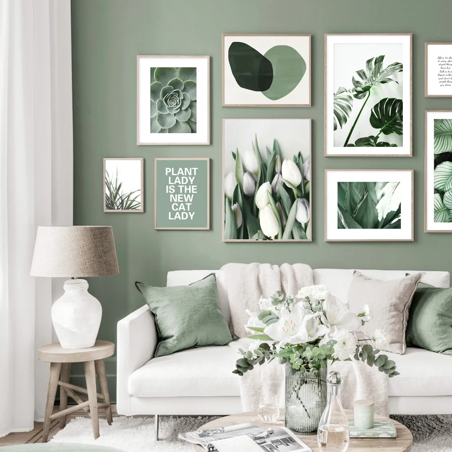 

Lily Abstract Green Art Plant Nature Wall Art Canvas Painting Nordic Posters and Prints Wall Pictures for Living Room Home Decor