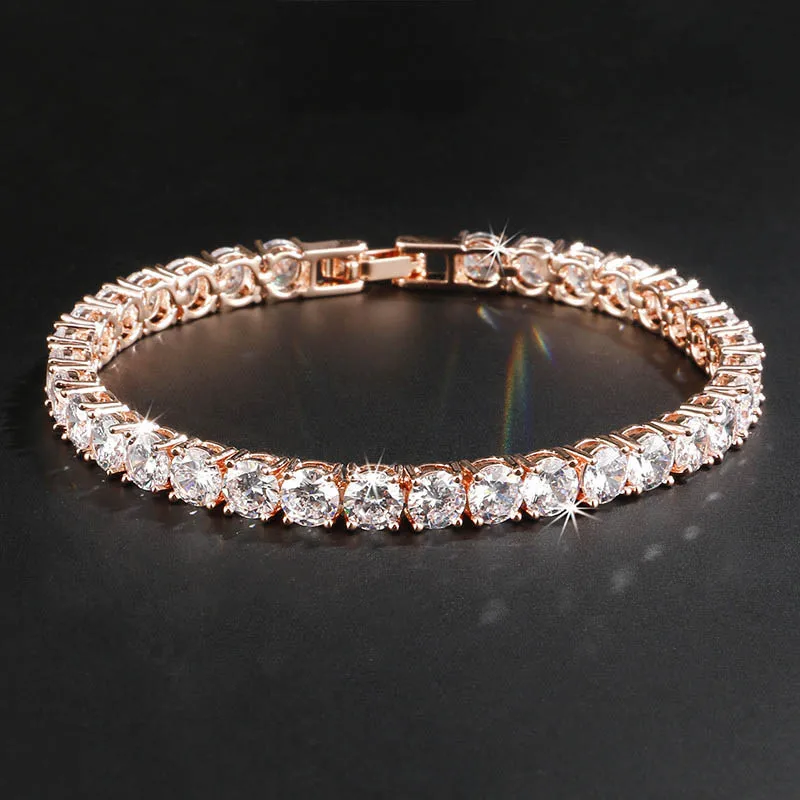 Cellacity Luxury Design Geometry Silver 925 Jewelry Studded with Gemstones Bracelet for Women 5mm Zircon Rose Gold Color Party | Украшения