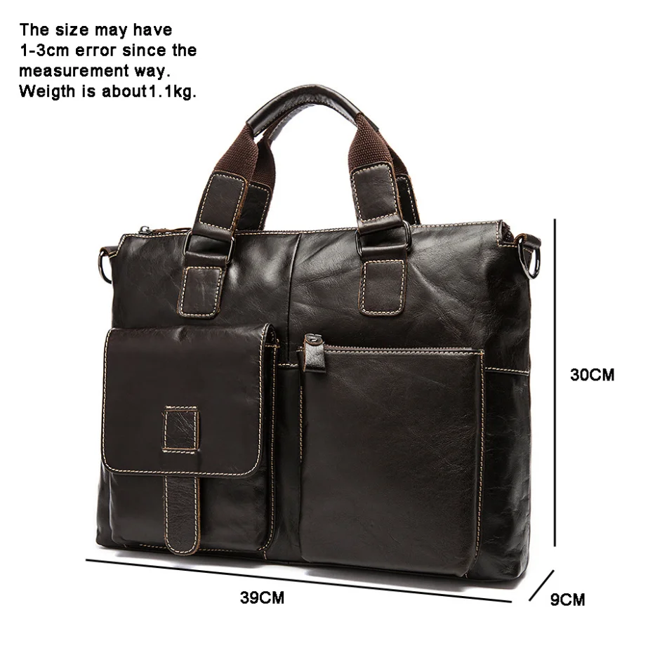 

Men Genuine Leather Handbags Casual Leather Laptop Bags Male Business Travel Messenger Bags Men's Crossbody Luxury Shoulder Bags