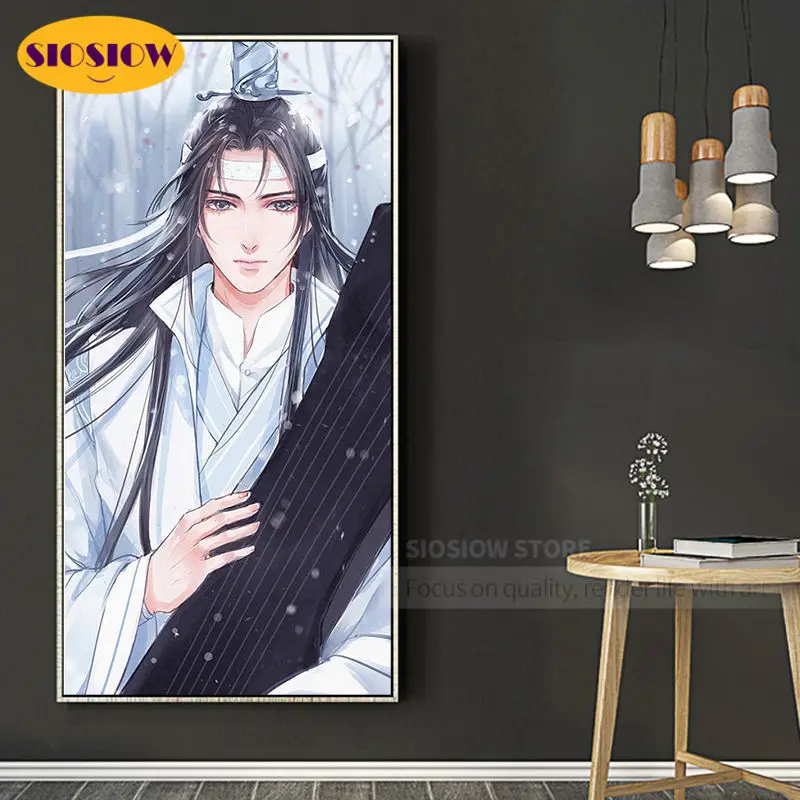 5D Diy алмазная живопись Mo Dao Zu Shi Lan Wangji постеры Аниме Фигурка Алмазная Вышивка