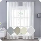 Белые льняные тюлевые шторы BILEEHOME, для гостиной, современные прозрачные Занавески для спальни, однотонная вуаль, японская модель