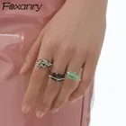 Женские открытые кольца FOXANRY 925, модные элегантные разноцветные кольца с камнями, ювелирные изделия для вечеринок, подарки на день рождения
