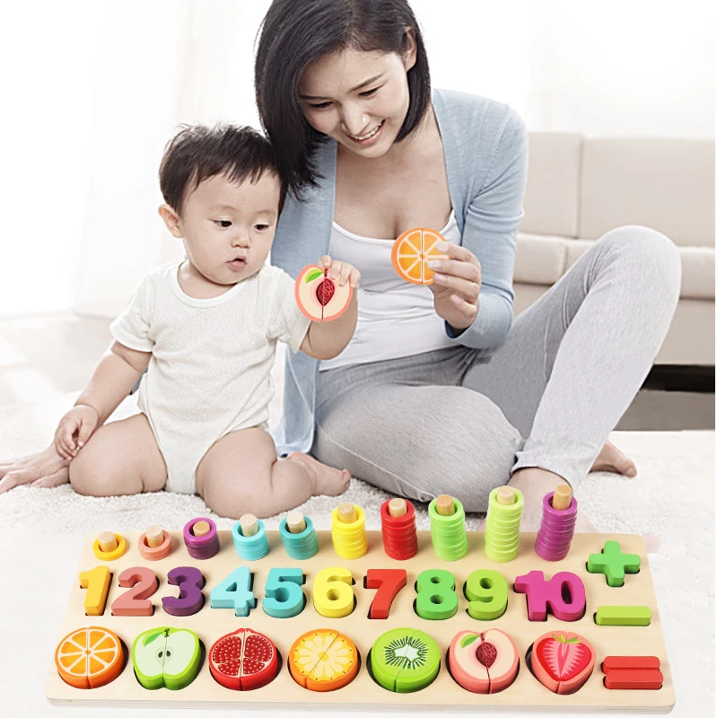 

Montessori Wooden Toy Board For Kids Education Math Fishing Count Numbers Matching Shape Matching Digital Early Education Toy