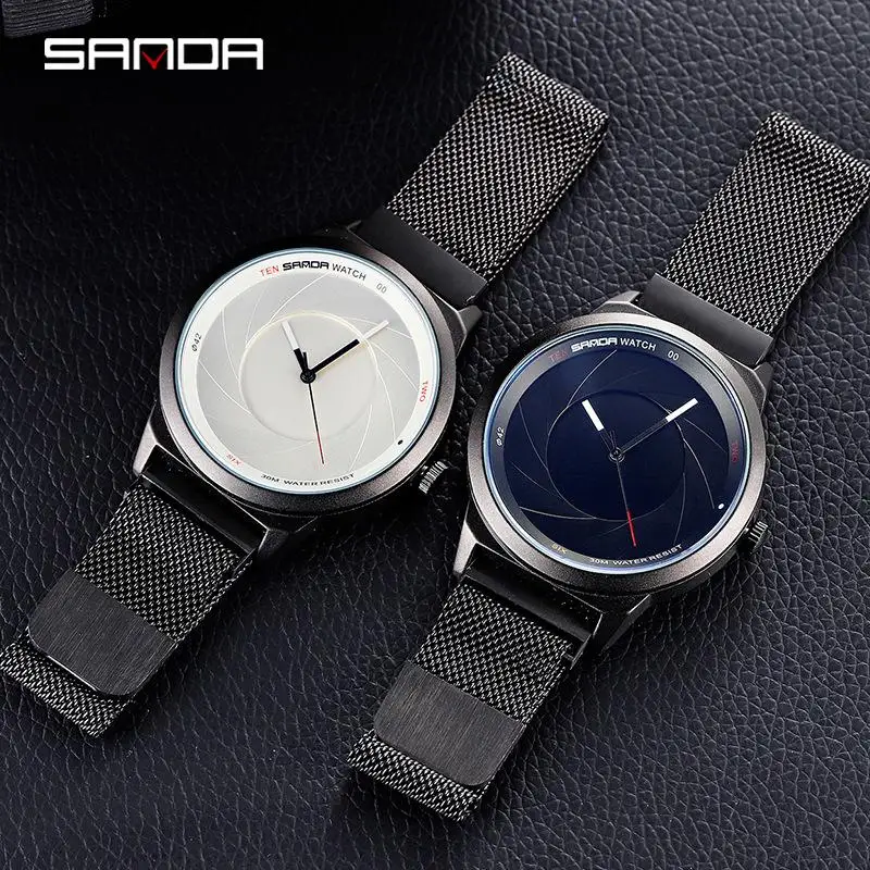 Часы Sanda Мужские кварцевые в стиле унисекс креативные с круглым отверстием