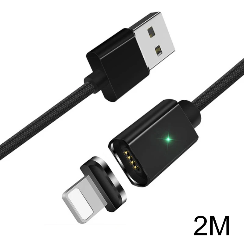 Balck 2m Магнитный кабель Micro USB Essager для IPhone samsung, кабель для быстрой зарядки и передачи данных, магнитный шнур, зарядное устройство, usb type C, 3 м, кабель для мобильного телефона - Цвет: Balck 2m