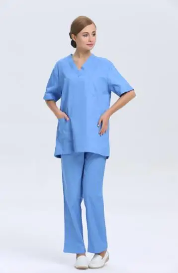 Унисекс скраб наборы рубашки и брюки с коротким рукавом Больничная форма