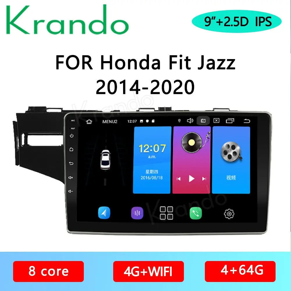 Krando Android 10 0 9 &quotIPS full touch для Honda FIT JAZZ 2014 2020 Автомобильный gps навигатор мультимедиа