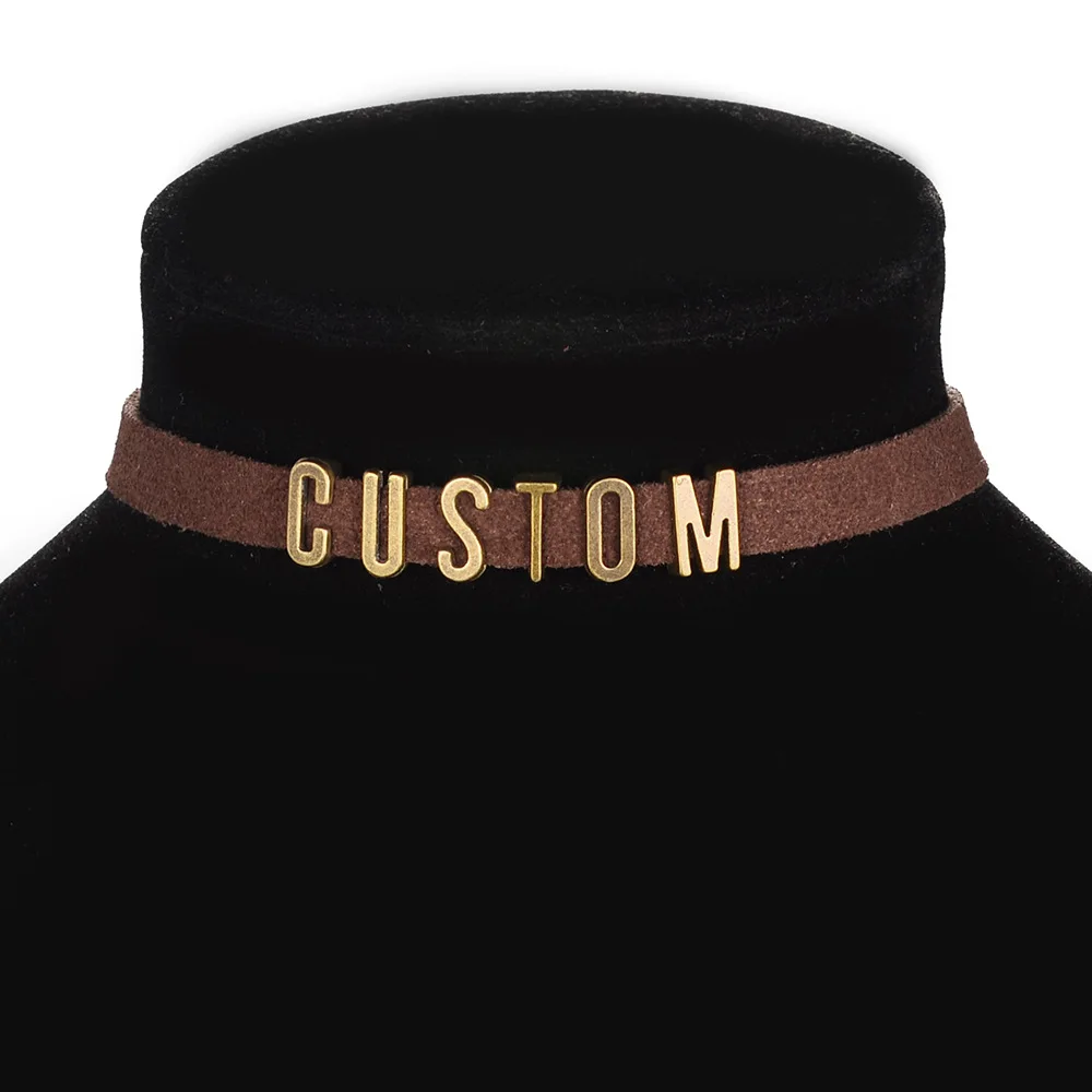 Чокер ручной работы из бархатной кожи для женщин и мужчин индивидуальный