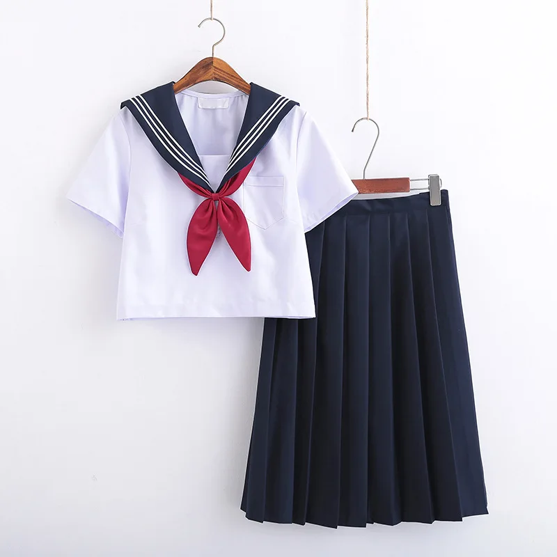 White Schoolgirl Uniform Japanese Class Navy Sailor School Uniforms Students Clothes For Girls Anime COS Sailor Navy Suit