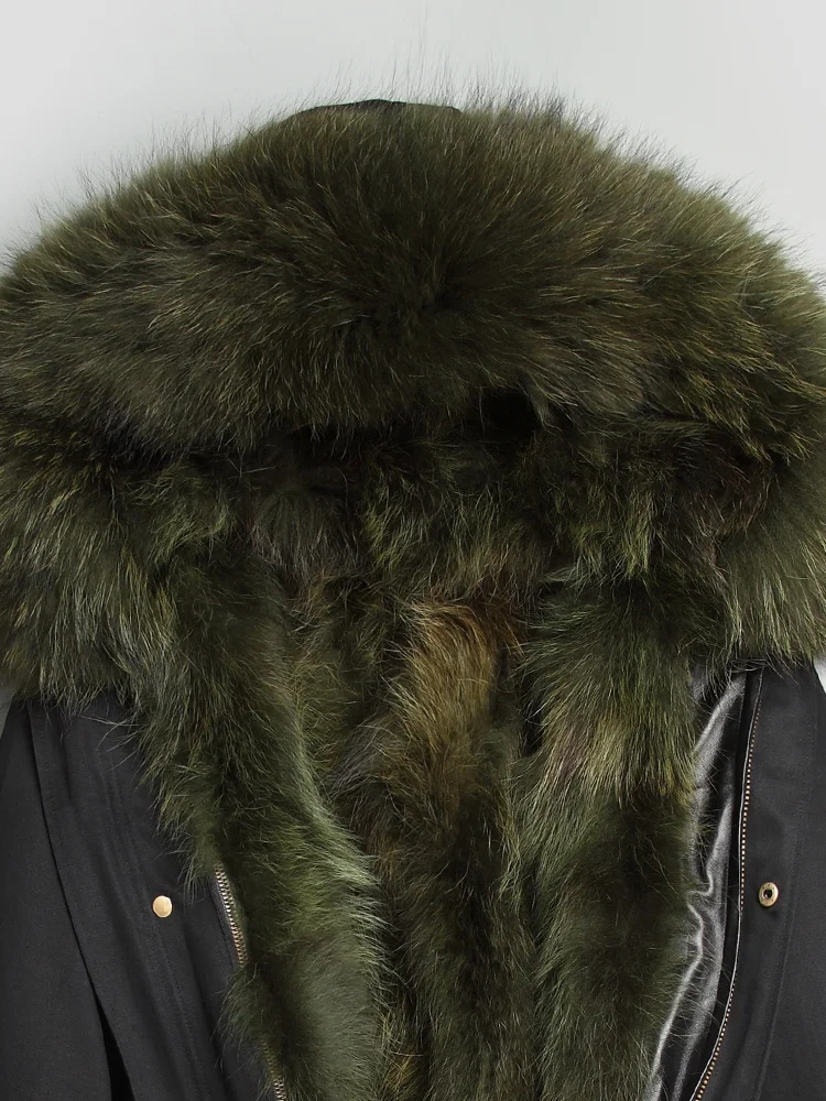 

Winter Coat Real Luxury Natural Raccoon Fur Parka Male Long Hood Overcoat Outwear Men's Clothes N18-1502 LX2373