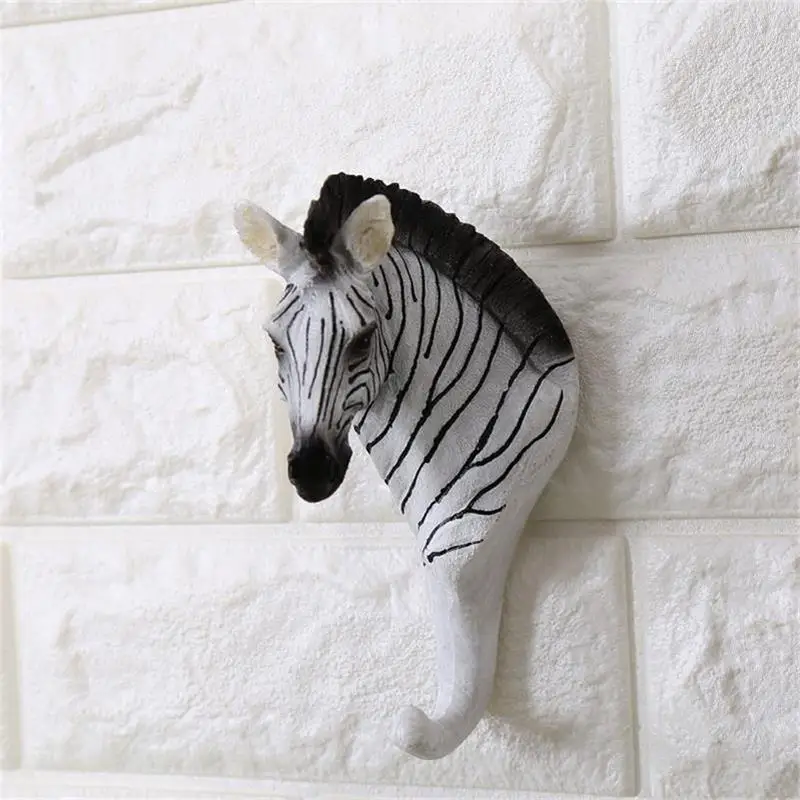 Zebra Креативная Серия животных Настенный декор крючок настенный дверной крючок вешалка сумка держатель для ключей многоцелевой декоративный крючок украшение дома - Цвет: Zebra