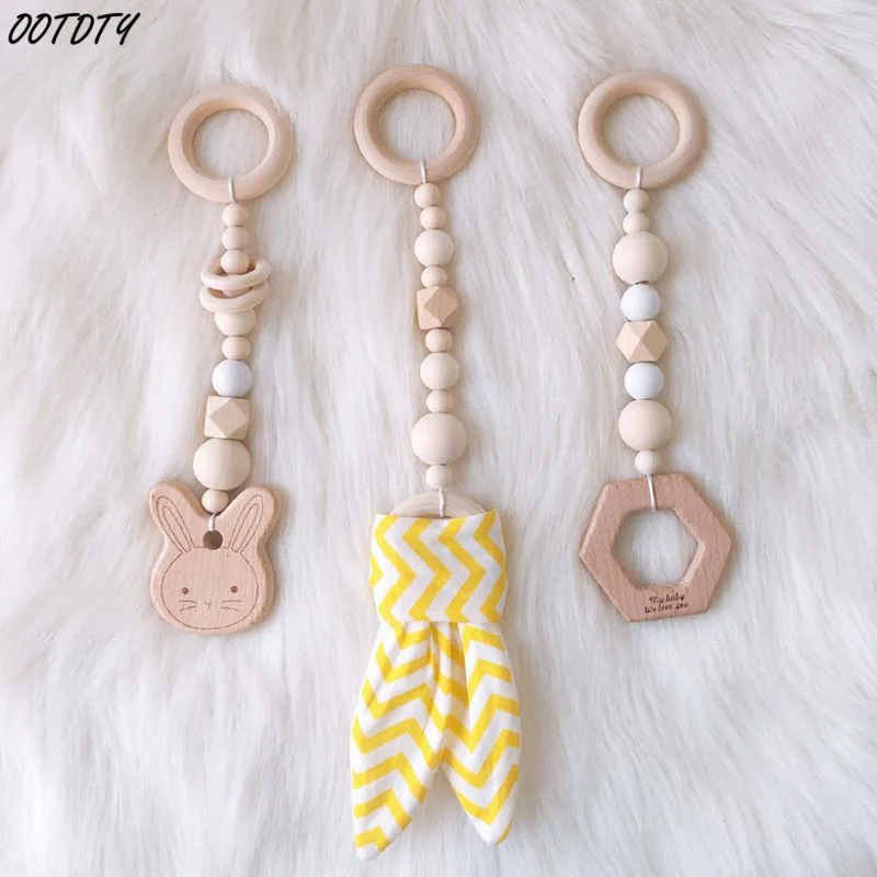 3Pcs/Set Nordic Cartoon Baby Wooden Rabbit Ear Toy Pendant Gym Fitness Rack Ornament Toddler Infant Room Decorations | Игрушки и хобби