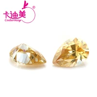 cadermay factory price loose pear cut moissanite stones 5x8mm 1ct yellow color synthetic lab created diamond gemstone for jewel