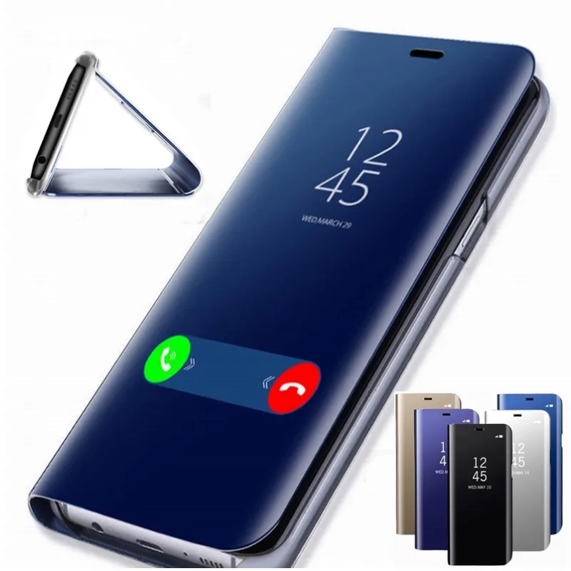 Раскладной смарт чехол для samsung Galaxy S7 S6 край S9 S8 S10 рlus lite J5 J6 J7 J8 A5 A6 A7 A8 A9 2017 2018 Clear View