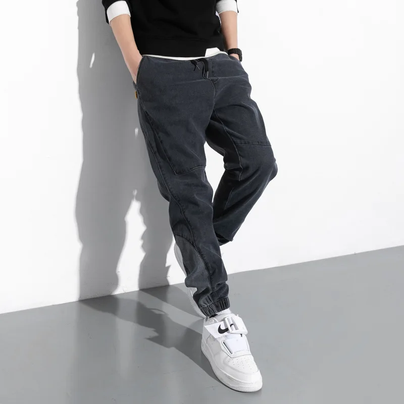 Jeans men's new loose-fitting overalls men's fashion nine-point casual pants