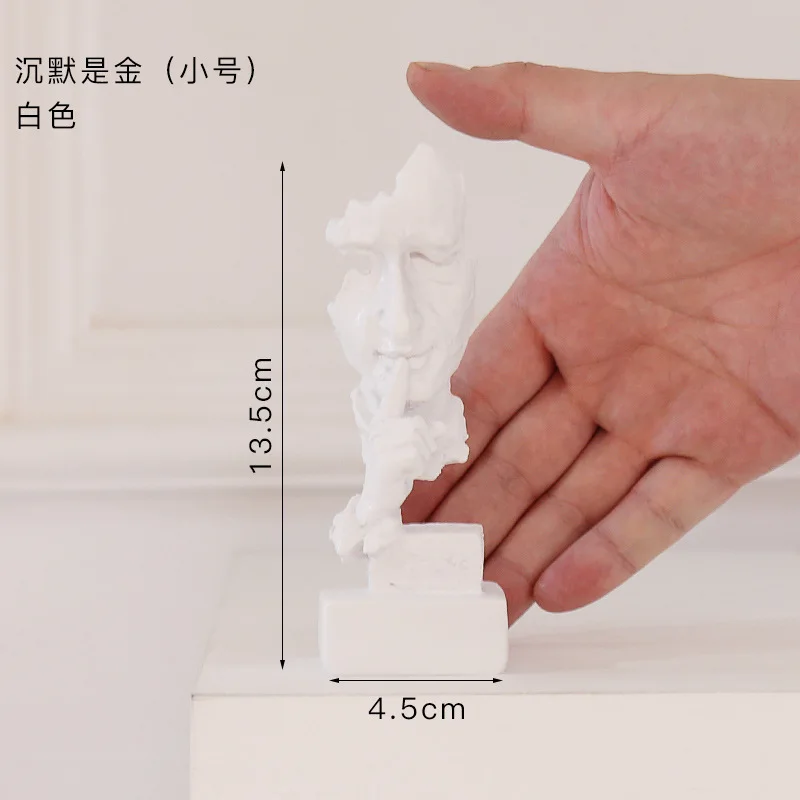 13cm mini Абстрактная скульптура, статуэтка, украшения, тишина, золото, украшение для офиса, дома, аксессуары, современное искусство, украшение из смолы, ремесло - Цвет: 13cm mini